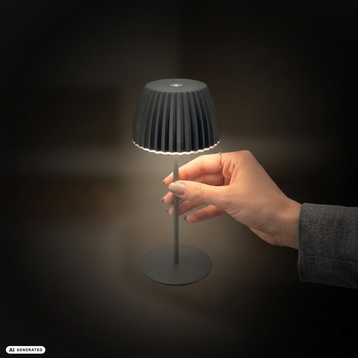Lámpara de mesa de diseño antracita, incluye MagUp Pad S negro