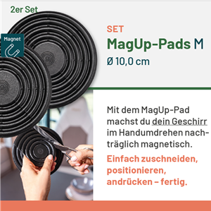 gelmags® MagUp-Pad M schwarz, Verpackungsansicht mit Artikelsticker