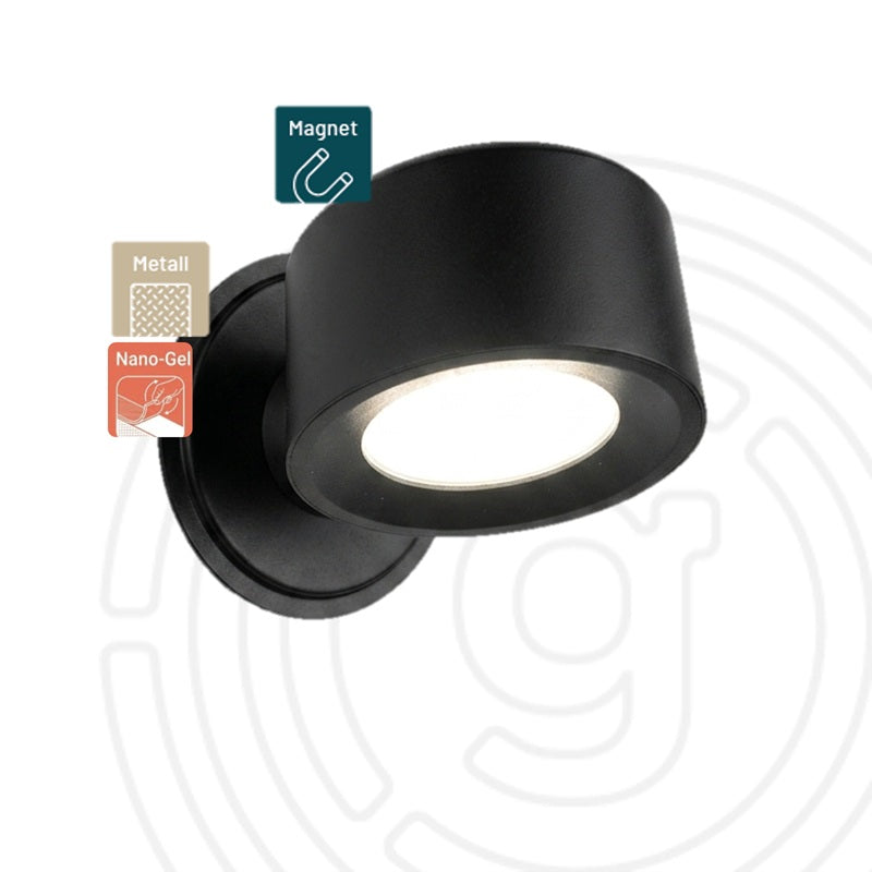 Magnet Leucht-Spot schwarz, inklusive Nano-Gel-Pad L Ø 8,3 cm, schwarz