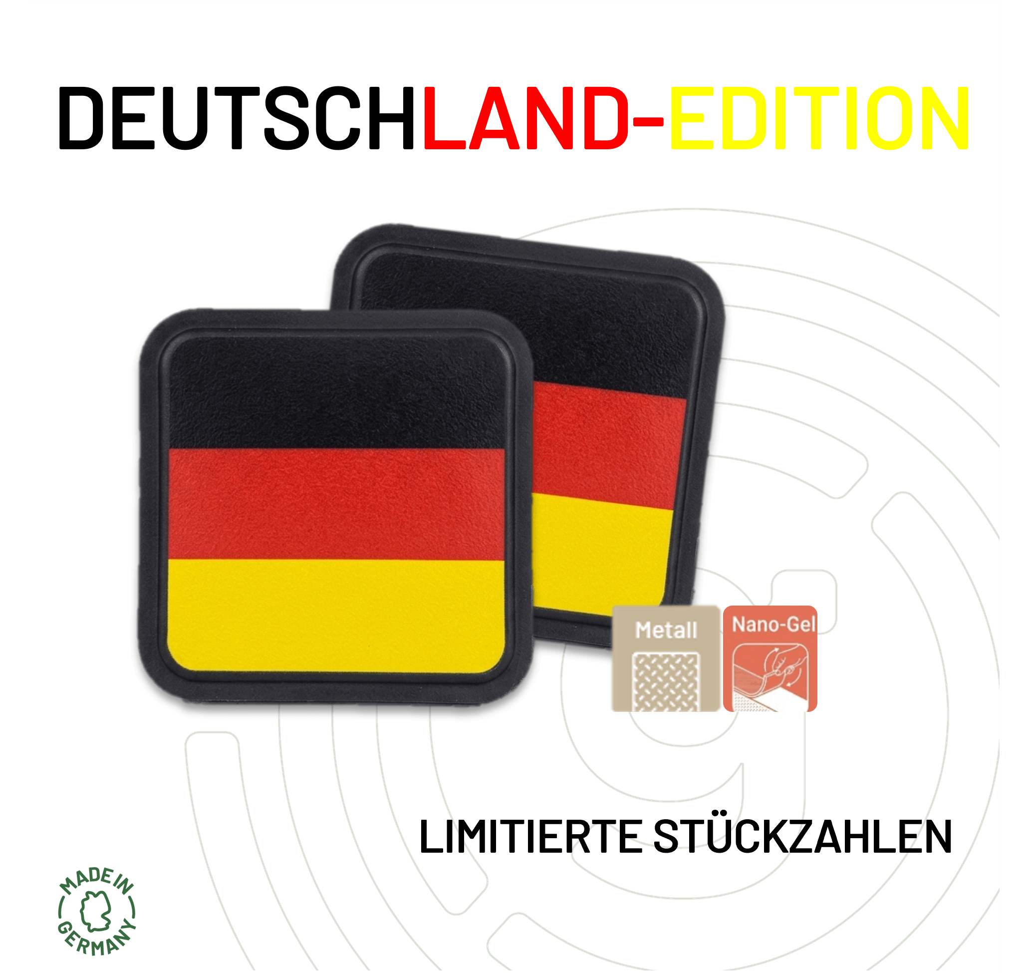 gelmags® Nano-Gel-Untersetzer 2.0 eckig Deutschland Edition in schwarz, rot und gold