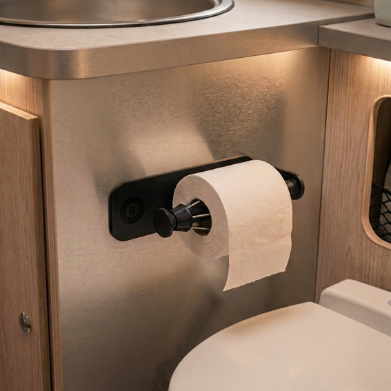 Magnet- Toilettenrollenhalter inklusive Metall-Leiste, schwarz