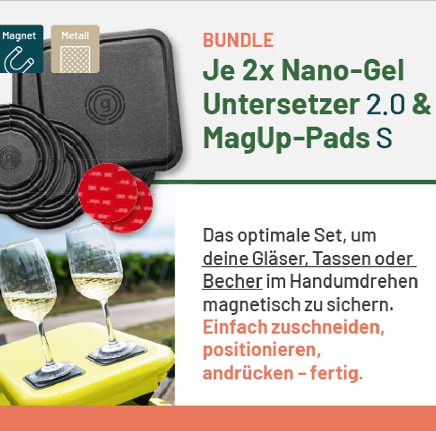 Bundle 2x Nano-Gel Untersetzer 2.0 & MagUp-Pads S schwarz