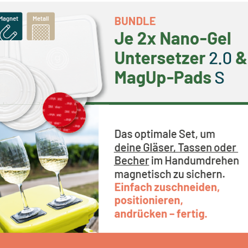 Bundle 2x Nano-Gel Untersetzer 2.0 & MagUp-Pads S weiß