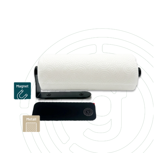 gelmags® Magnet-Küchenrollenhalter inklusive Metall-Leiste in schwarz, Produktansicht